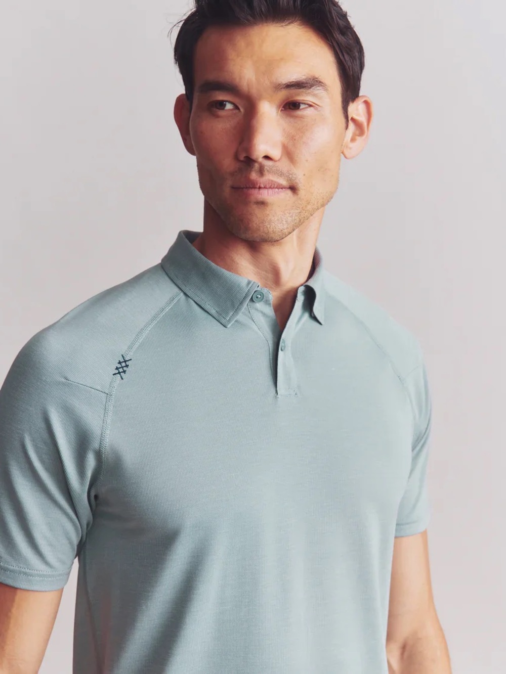 Rhone Delta Pique Mens Polo Shirt Lightweight Active Medium Blue Green EUC - Picture 2 of 11